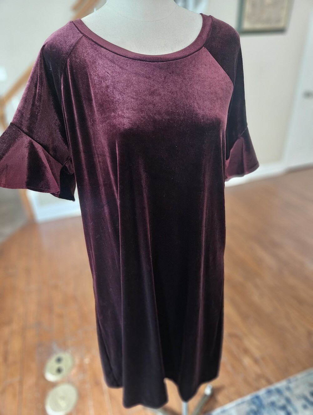 Worthington Deep Purple Plum Velvet Dress XL